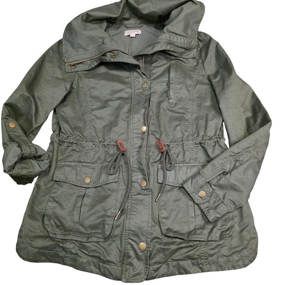 Jackets & Blazers - Loft Olive Green Utility Jacket‎ Drawstring Waist Cargo Pockets Women's Small